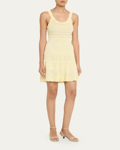 LoveShackFancy Darlena Fine Pointelle Knit Mini Dress | Thumbnail 4 LoveShackFancy Darlena Fine Pointelle Knit Mini Dress | Thumbnail 4