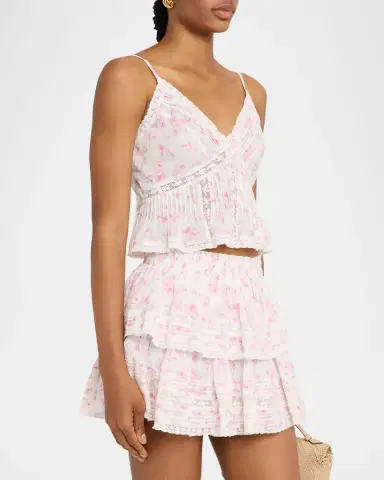 LoveShackFancy Elsette Floral Lace-Trim Peplum Tank Top | Thumbnail 4 LoveShackFancy Elsette Floral Lace-Trim Peplum Tank Top | Thumbnail 4
