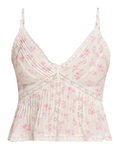 LoveShackFancy Elsette Floral Lace-Trim Peplum Tank Top | Thumbnail 1 LoveShackFancy Elsette Floral Lace-Trim Peplum Tank Top | Thumbnail 1