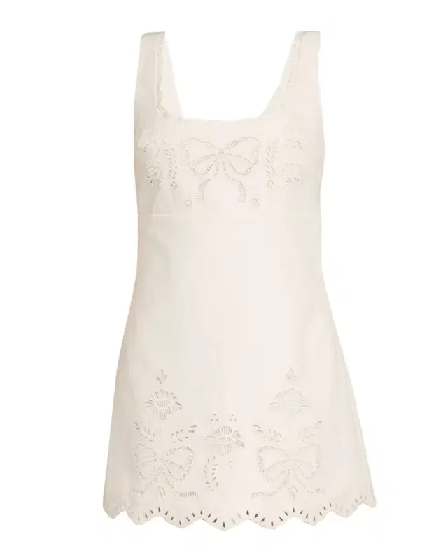 LoveShackFancy Fable Embroidered Mini Dress