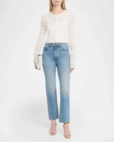 LoveShackFancy Brigette Pointelle Knit Cardigan | Thumbnail 2