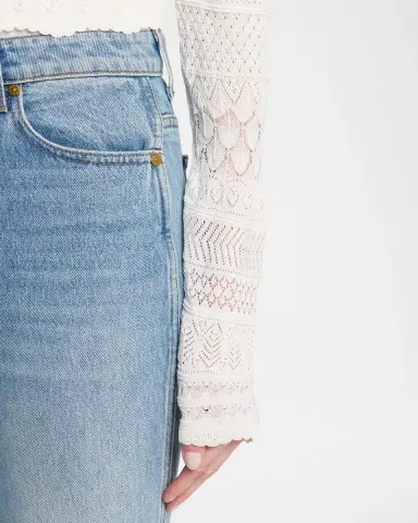 LoveShackFancy Brigette Pointelle Knit Cardigan | Thumbnail 5