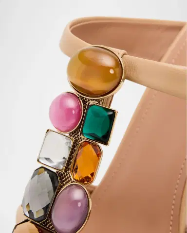 Malone Souliers 100mm Simi Jeweled Nappa Leather Sandals | Thumbnail 3