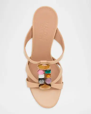 Malone Souliers 100mm Simi Jeweled Nappa Leather Sandals | Thumbnail 4