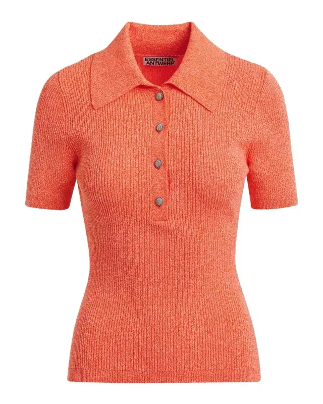 Jabric Ribbed Polo with Jewel Buttons