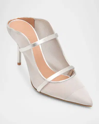Malone Souliers 85mm Maureen Organza Mules with Double Metallic Nappa Leather Straps | Thumbnail 3