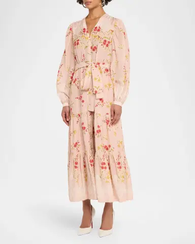 Kobi Halperin Noora Long Sleeve Floral Viscose-Blend Dress | Thumbnail 4