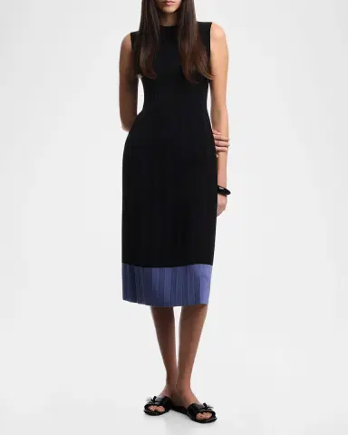 Emporio Armani Pleated Contrast-Hem Knit Midi Dress | Thumbnail 2