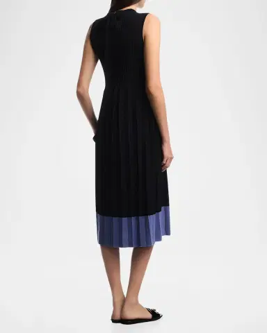 Emporio Armani Pleated Contrast-Hem Knit Midi Dress | Thumbnail 3