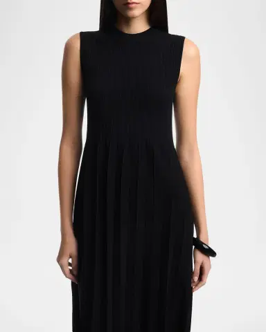 Emporio Armani Pleated Contrast-Hem Knit Midi Dress | Thumbnail 4