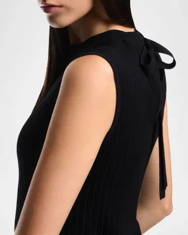 Emporio Armani Pleated Contrast-Hem Knit Midi Dress | Thumbnail 5