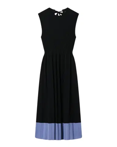 Emporio Armani Pleated Contrast-Hem Knit Midi Dress | Thumbnail 1
