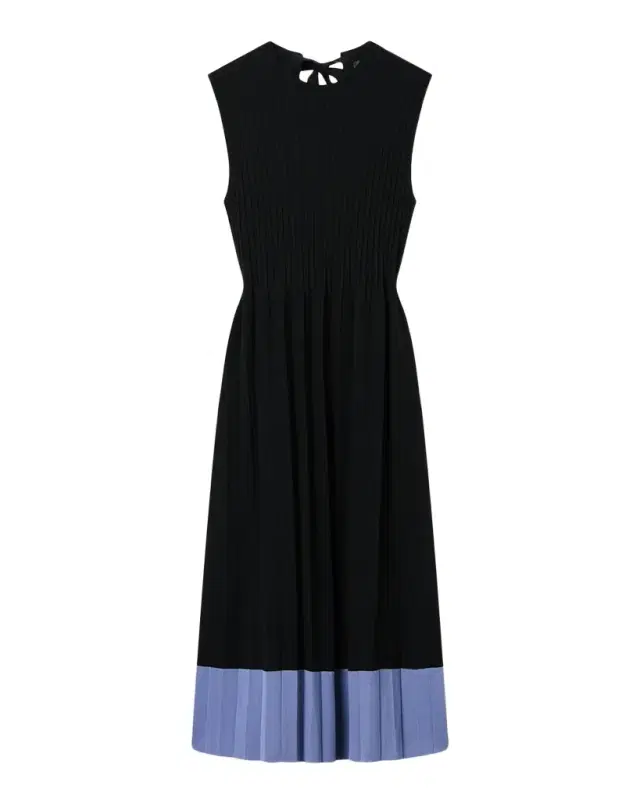 Emporio Armani Pleated Contrast-Hem Knit Midi Dress