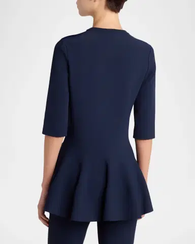 Stella McCartney Elbow-Sleeve Compact Knit Peplum Top | Thumbnail 3 Stella McCartney Elbow-Sleeve Compact Knit Peplum Top | Thumbnail 3
