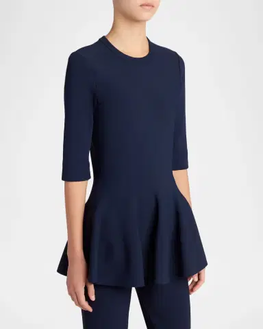 Stella McCartney Elbow-Sleeve Compact Knit Peplum Top | Thumbnail 4 Stella McCartney Elbow-Sleeve Compact Knit Peplum Top | Thumbnail 4