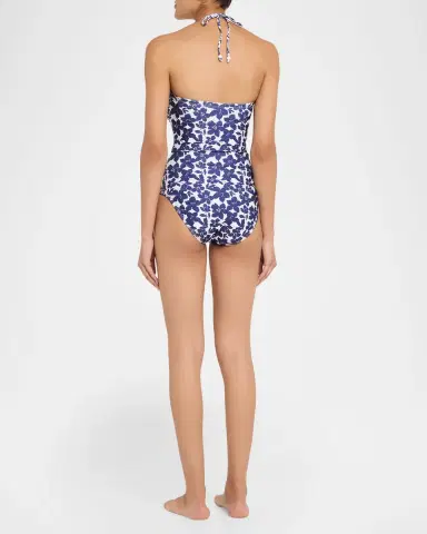 Shoshanna Floral Belted Bandeau One-Piece Swimsuit | Thumbnail 3