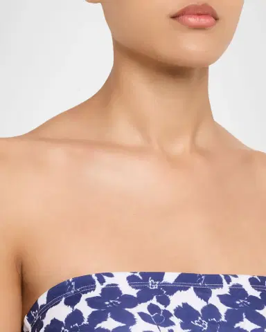 Shoshanna Floral Belted Bandeau One-Piece Swimsuit | Thumbnail 4