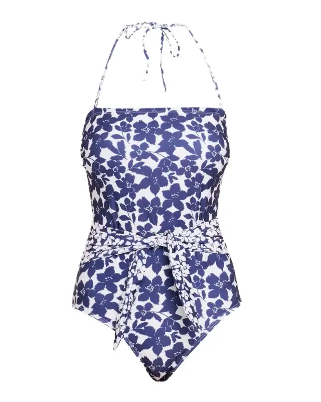 Floral Belted Bandeau One-Piece Swimsuit