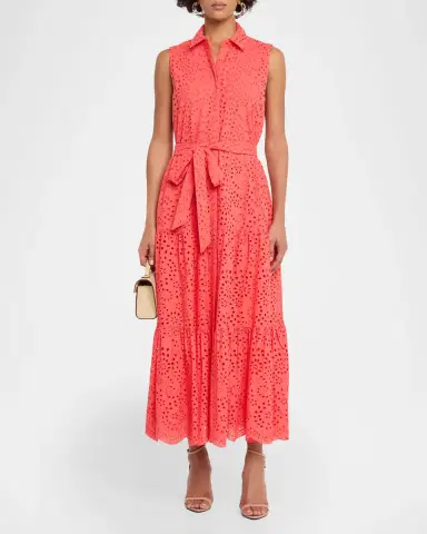 Kobi Halperin Camila Collared Long Eyelet Lace Dress | Thumbnail 2
