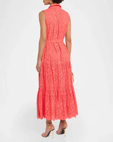 Kobi Halperin Camila Collared Long Eyelet Lace Dress | Thumbnail 3