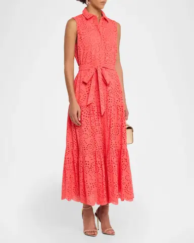 Kobi Halperin Camila Collared Long Eyelet Lace Dress | Thumbnail 4