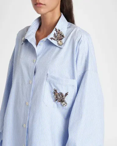 Dolce & Gabbana Embellished Striped Oversized Button-Down Shirt | Thumbnail 5