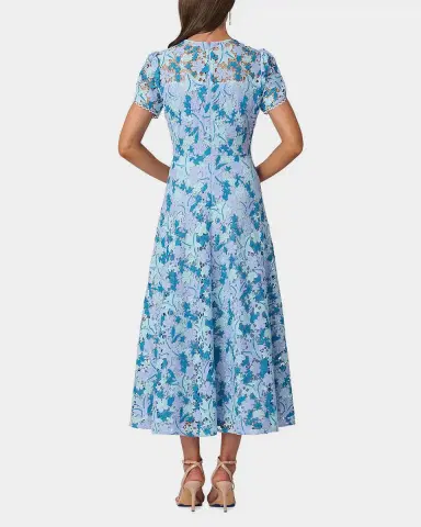 Shoshanna Preston Lace Short-Sleeve Tea-Length Dress | Thumbnail 3