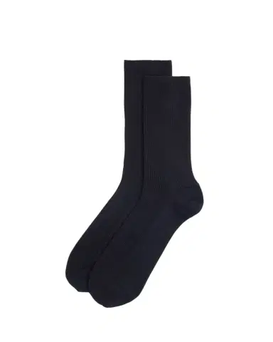 Loro Piana Men's Baby Cashmere Ribbed Crew Socks | Thumbnail 1 Loro Piana Men's Baby Cashmere Ribbed Crew Socks | Thumbnail 1