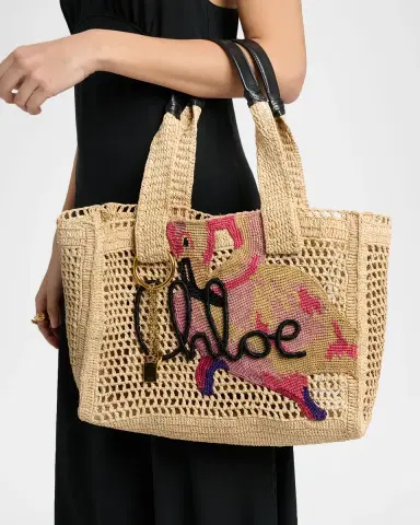 Chloé Summer Banana East-West Raffia Tote Bag | Thumbnail 2