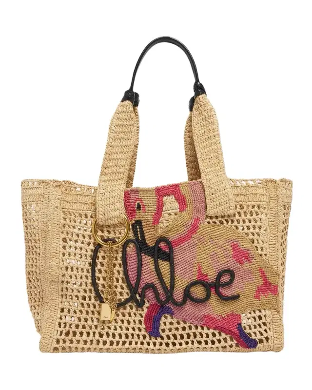 Summer Banana East-West Raffia Tote Bag
