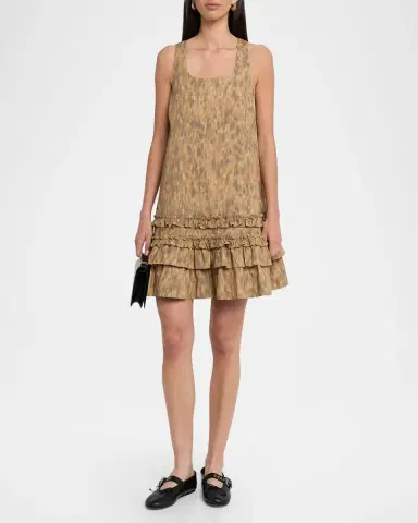 Ganni Printed Stretch-Cotton Mini Shift Dress | Thumbnail 2 Ganni Printed Stretch-Cotton Mini Shift Dress | Thumbnail 2