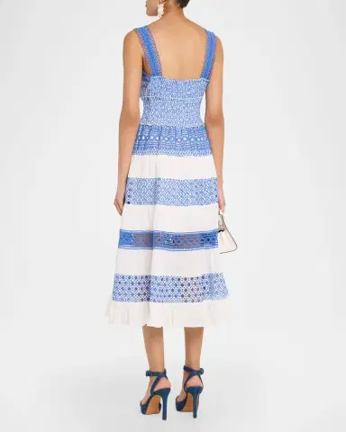 Milly Mixed Eyelet-Embroidered Midi Dress | Thumbnail 3 Milly Mixed Eyelet-Embroidered Midi Dress | Thumbnail 3