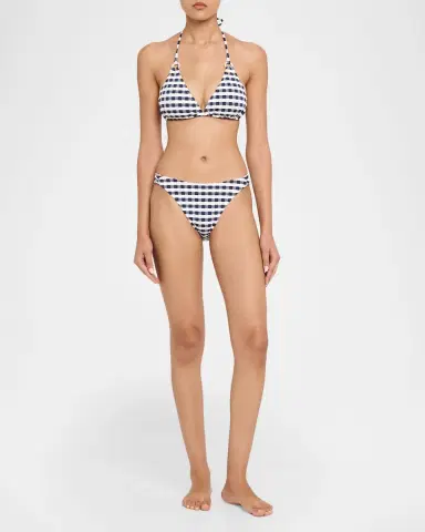 Milly Cottage Jacquard Gingham Bikini Top | Thumbnail 2