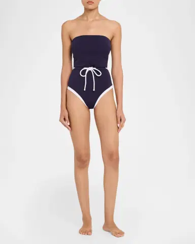 Milly Solid Belted One-Piece Swimsuit | Thumbnail 2 Milly Solid Belted One-Piece Swimsuit | Thumbnail 2