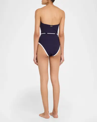 Milly Solid Belted One-Piece Swimsuit | Thumbnail 3 Milly Solid Belted One-Piece Swimsuit | Thumbnail 3