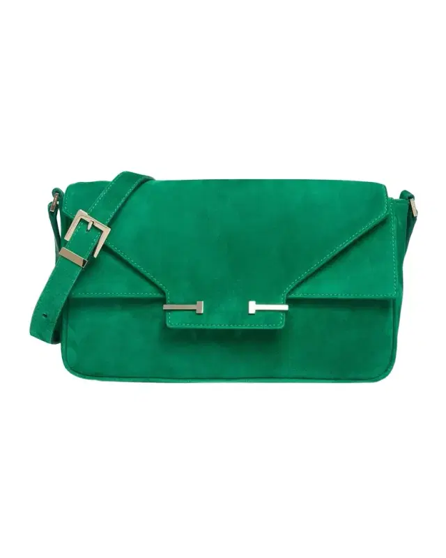 TOM FORD Large T-Clasp Suede Shoulder Bag