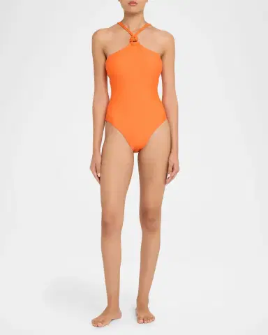 Milly Knotted Rope Halter One-Piece Swimsuit | Thumbnail 2