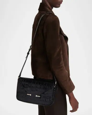 Tom Ford Large T-Clasp Croc-Embossed Leather Shoulder Bag | Thumbnail 2 Tom Ford Large T-Clasp Croc-Embossed Leather Shoulder Bag | Thumbnail 2