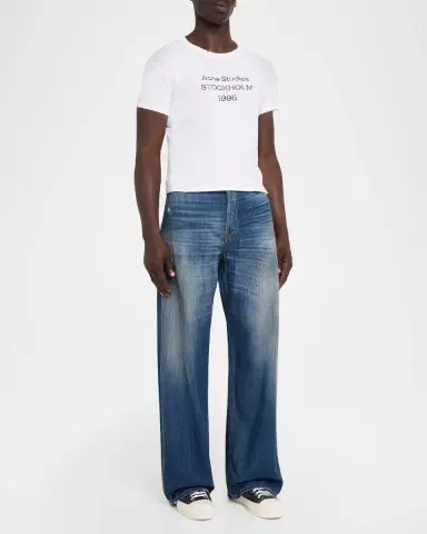 Acne Studios Men's Distressed Denim Wide-Leg Jeans | Thumbnail 2 Acne Studios Men's Distressed Denim Wide-Leg Jeans | Thumbnail 2