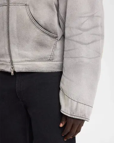 Acne Studios Men's Ohniev Faded Denim Leather-Collar Bomber Jacket | Thumbnail 5
