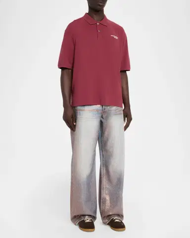 Acne Studios Men's Egnes Cotton Logo Polo Shirt | Thumbnail 2