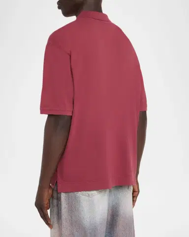 Acne Studios Men's Egnes Cotton Logo Polo Shirt | Thumbnail 3