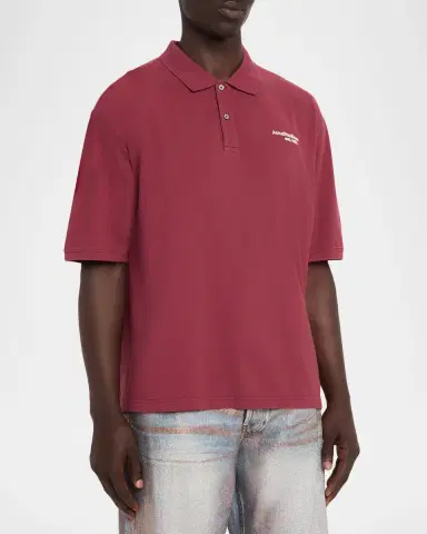 Acne Studios Men's Egnes Cotton Logo Polo Shirt | Thumbnail 4