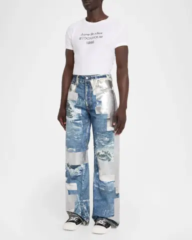 Acne Studios Men's Tape Print Straight-Leg Jeans | Thumbnail 2 Acne Studios Men's Tape Print Straight-Leg Jeans | Thumbnail 2