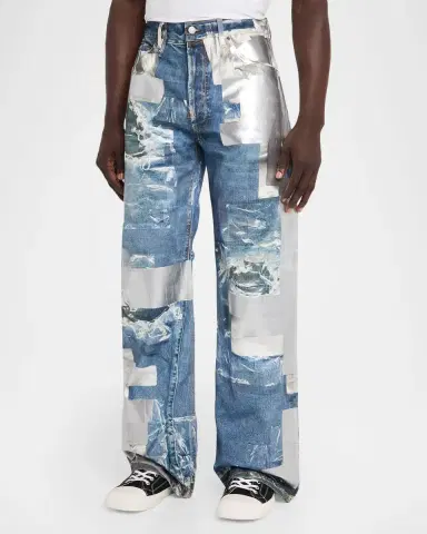 Acne Studios Men's Tape Print Straight-Leg Jeans | Thumbnail 4 Acne Studios Men's Tape Print Straight-Leg Jeans | Thumbnail 4