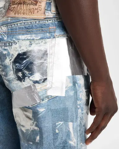Acne Studios Men's Tape Print Straight-Leg Jeans | Thumbnail 5 Acne Studios Men's Tape Print Straight-Leg Jeans | Thumbnail 5