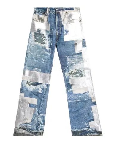 Acne Studios Men's Tape Print Straight-Leg Jeans | Thumbnail 1 Acne Studios Men's Tape Print Straight-Leg Jeans | Thumbnail 1