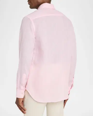 Canali Men's Linen Solid Sport Shirt | Thumbnail 3 Canali Men's Linen Solid Sport Shirt | Thumbnail 3
