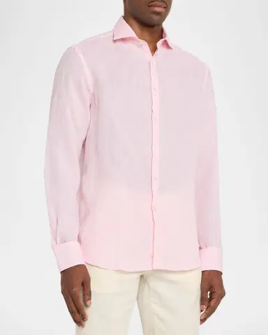 Canali Men's Linen Solid Sport Shirt | Thumbnail 4 Canali Men's Linen Solid Sport Shirt | Thumbnail 4