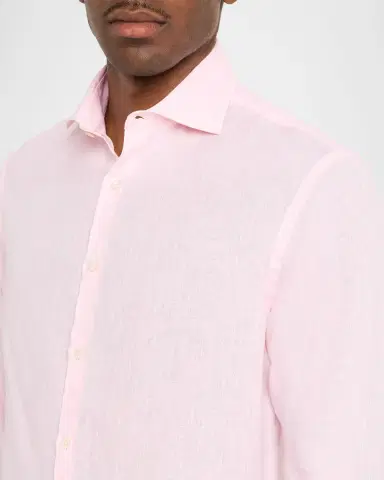 Canali Men's Linen Solid Sport Shirt | Thumbnail 5 Canali Men's Linen Solid Sport Shirt | Thumbnail 5